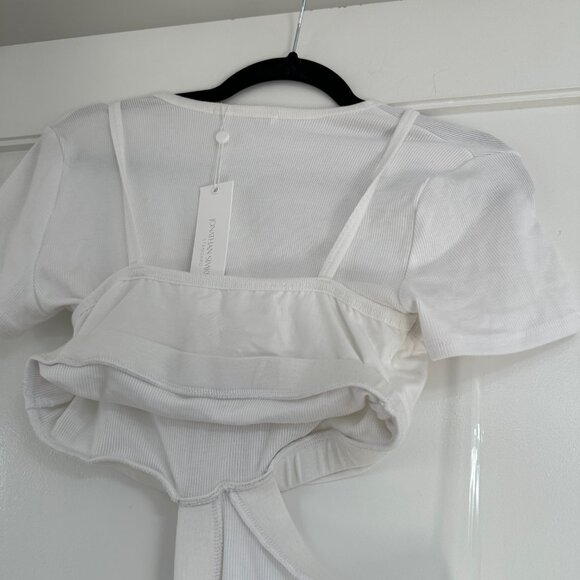NWT Jonathan Simkhai Cailan Cut-out Mini Dress Stretch Rib Knit White Size Small - Picture 11 of 11